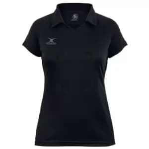 Image of Gilbert Eclipse Netball Jnr Polo Shirt w Bib Attachments - Black