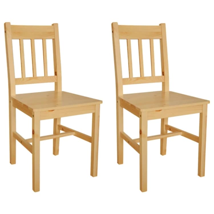 Image of vidaXL 2x Dining Chairs Wood Natural Colour Kitchen Living Room Furniture Seat