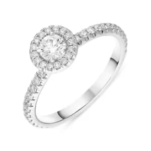 Image of 18ct White Gold Diamond Round Brilliant Cut Shoulder Set Cluster Ring