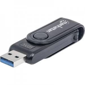 Image of Manhattan Mini Multi-Card Reader/Writer USB 3.0 externer Card Reader/Writer 24-in-1 External memory card reader USB 3.2 Gen 1 (USB 3.0), SD, MMC mobil