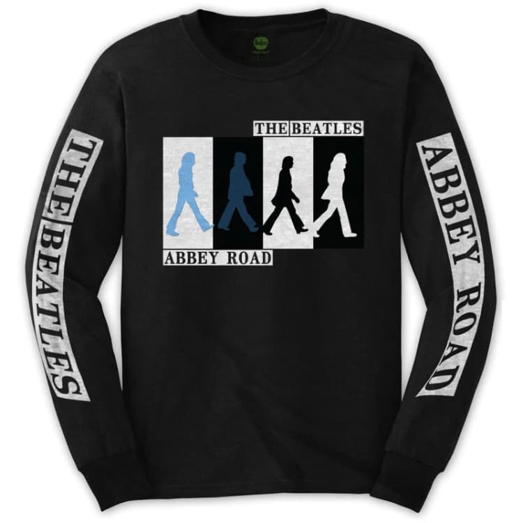 Image of The Beatles Mens Abbey Road Colours Crossing Long-Sleeved T-Shirt in Black Size: Large Black Male L