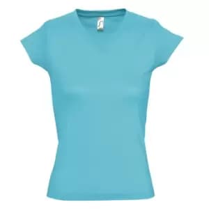 Image of SOLs Womens/Ladies Moon V Neck Short Sleeve T-Shirt (3XL) (Blue Atoll)