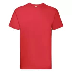 Image of Fruit Of The Loom Mens Super Premium Short Sleeve Crew Neck T-Shirt (M) (Red)