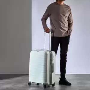 Image of Rock Luggage Sunwave White 8 Wheel Medium White Suitcase