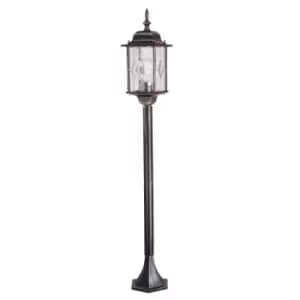 Image of IP43 1 Bulb Short Mini Lamp Post Pillar Black Silver LED E27 100W