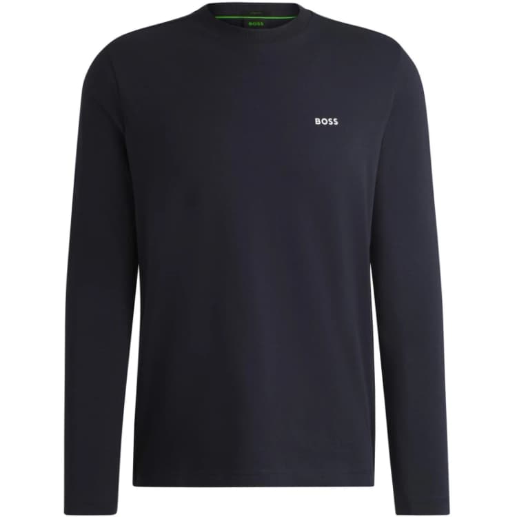 Image of Boss Mens HBG Long T-Shirt with Iconic Logo Dark Blue 402 male 2XL
