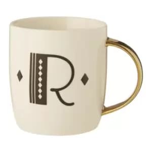 Image of Bone China White/Gold R Alphabet Mug