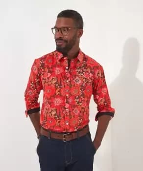 Image of Bright Sketchy Florals Button Down Shirt