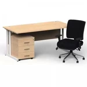 Image of Impulse 1600800 White Cant Desk Maple 3 Dr Mobile Ped & Chiro Med