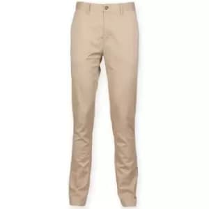 Image of Front Row Mens Cotton Rich Stretch Chino Trousers (40L) (Stone)