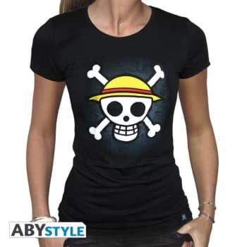 Image of One Piece - Skull With Map Womens X-Small T-Shirt - Black