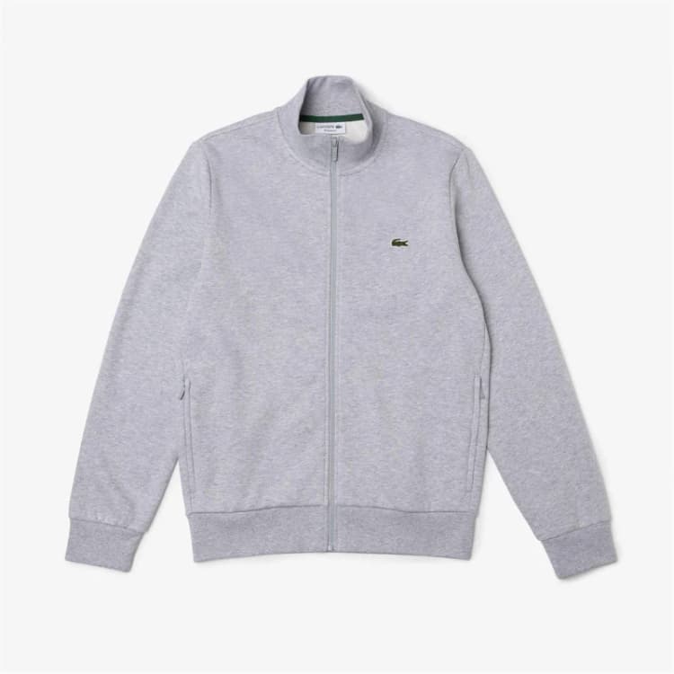 Image of Lacoste Full Zip Funnel Sweatshirt - Grey Grey L
