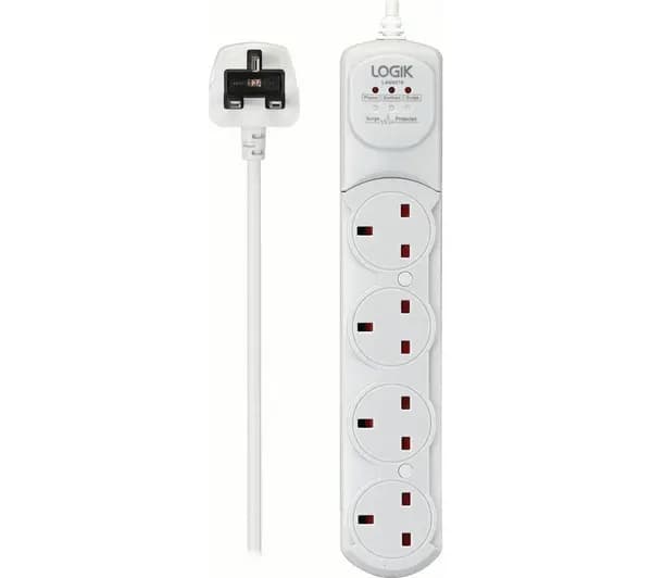 Image of Logik L4W4S18 Surge Protected 4-Socket Extension Lead 4m