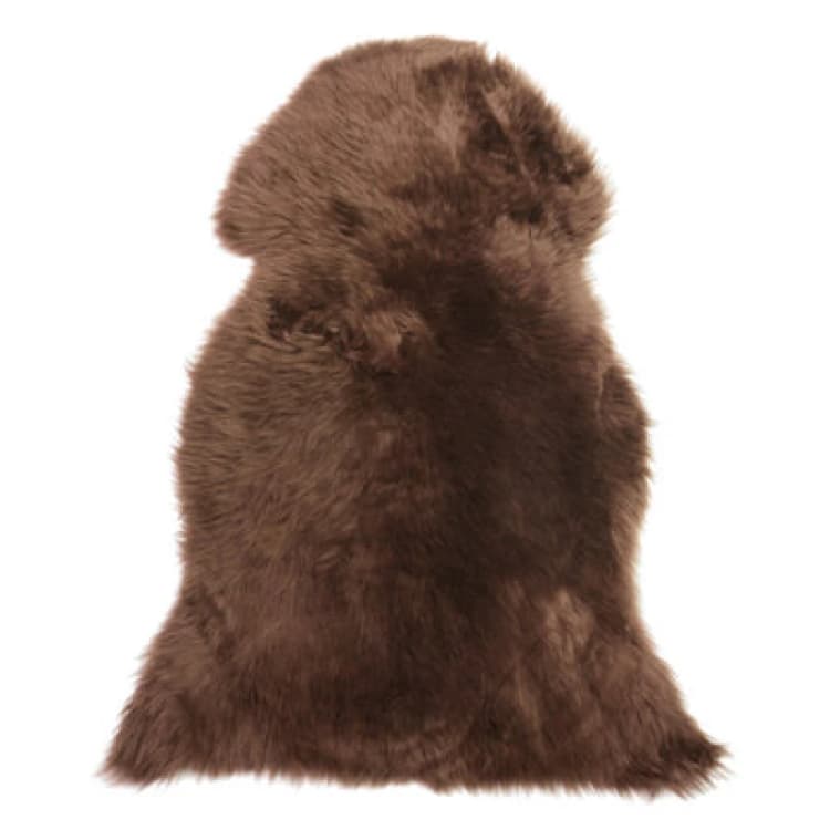 Image of Beliani Sheepskin Rug Uluru Dark Brown 65 X 110 Cm