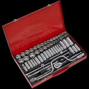 Image of Sealey 64 Piece Combination Drive Hexagon WallDrive Socket Set Metric and Imperial Combination