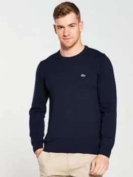 Image of Lacoste Sportswear Crew Knit Jumper - Navy, Size 7, Men
