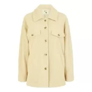 Image of Yumi Beige Teddy Bear Button Through Shacket - Beige