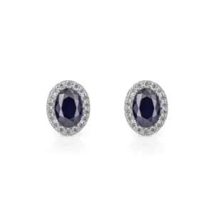 Image of Diamonfire Silver White & Sapphire Zirconia Oval Cut Stud Earrings