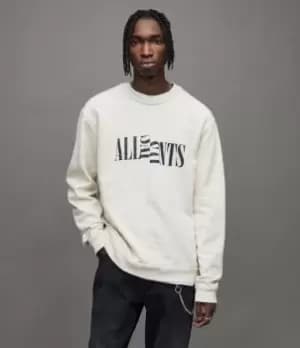 Image of AllSaints Mens Nico Crew Sweatshirt, Fogged Ecru, Size: M