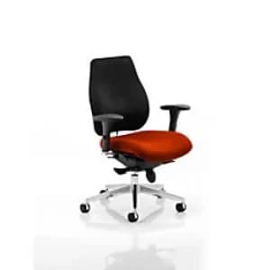 Image of Dynamic Synchro Tilt Posture Chair Multi-Functional Arms Chiro Plus Tabasco Red Seat Without Headrest High Back