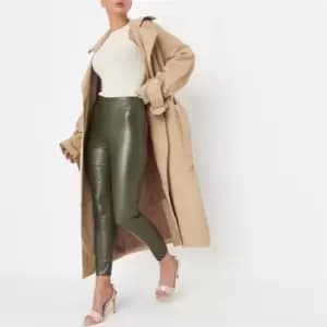 Image of Missguided Faux Leather Leggings - Green