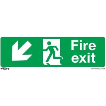 Image of SS34P1 Safe Conditions Safety Sign - Fire Exit (Down Left) - Rigid Plastic - Sealey