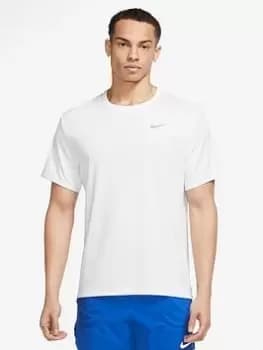 Image of Nike Run Miler T-Shirt- White, Size L, Men