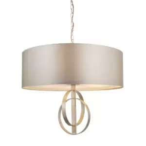 Image of Trento 5 Light Ceiling Pendant Antique Silver Leaf & Mink Satin Fabric