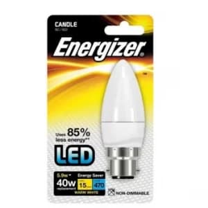 Image of Energizer B22 Warm White Blister Pack Candle 5.2w 470lm