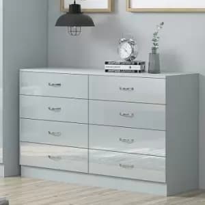 Image of Chilton Modern 8 Drawer Chest of Drawers - Grey Gloss - Grey