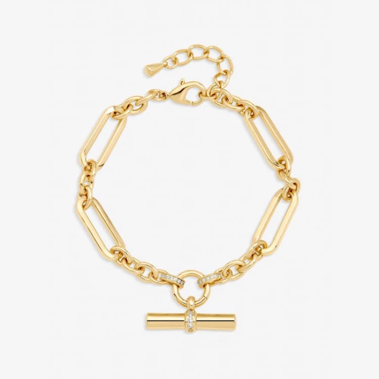 Image of Jon Richard Womens Gold Plated Luxe T-Bar Bracelet Gold Female One Size