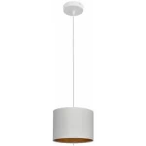 Image of Helam Alba Cylindrical Pendant Ceiling Light White, Gold 20cm