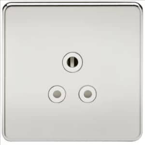 Image of KnightsBridge 1G 5A Screwless Polished Chrome Round Pin 230V Unswitched Electrical Wall Socket - White Insert