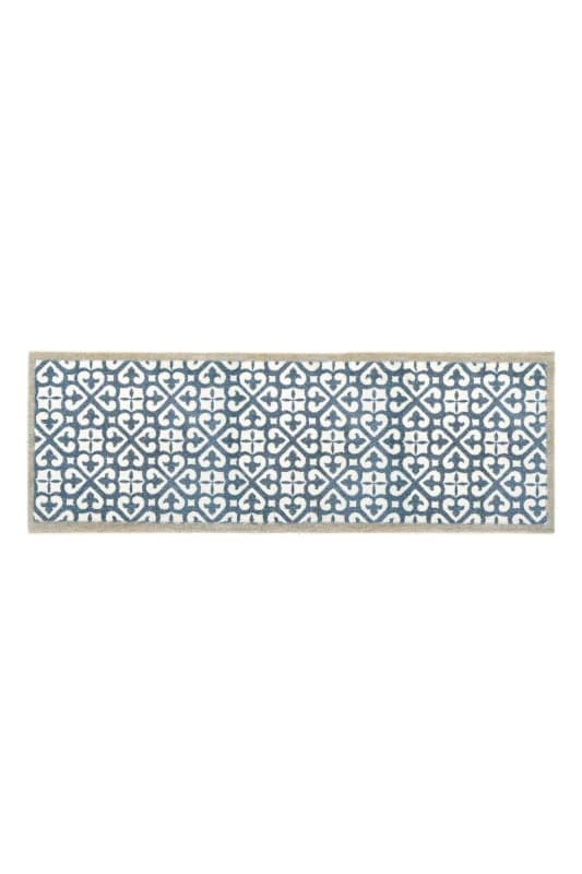 Image of My Mat Washable Nylon Harlequin Tile Blue Indoor Mat Mid Blue