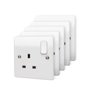 Image of Mk White Single 13A Switched Socket, Pack Of 5