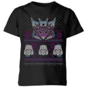 Image of Decepticons Classic Ugly Knit Kids Christmas T-Shirt - Black - 7-8 Years