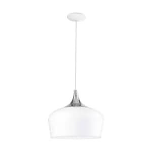 Image of Eglo Obregon Rounded White and Chrome Pendant