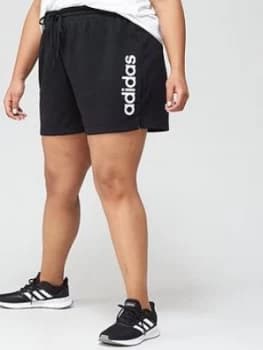 Image of adidas Plus Linear Shorts - Black/White, Size 1X, Women