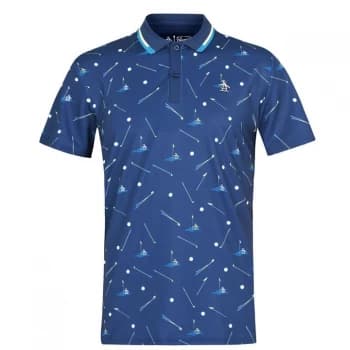 Image of Original Penguin Sleeve Pete Graphic Polo Shirt - Black Iris