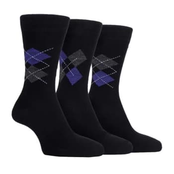 Image of Farah 3pk Bamboo Argyle Socks Mens - Black