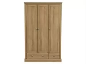 Image of LPD Devon 3 Door 2 Drawer Oak Triple Wardrobe Flat Packed