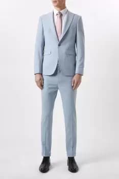 Image of Mens Skinny Fit Pale Blue End On End Suit Jacket
