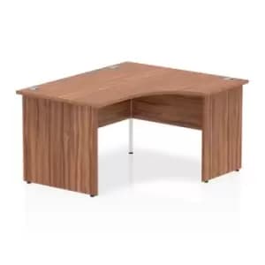 Image of Impulse 1400mm Right Crescent Desk Walnut Top Panel End Leg