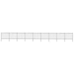 Image of Vidaxl Garden Fence With Spear Top Steel 15.3X1.5 M Black