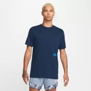 Image of Nike Dri-FIT Mens Short-Sleeve Trail Running Crew - Blue
