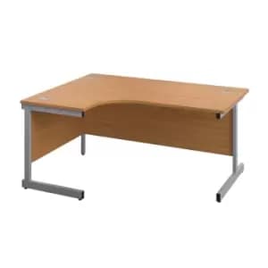 Image of Tc 1600X1200 Single Upright Left Hand Radial Desk Nova Oak-Silver + Desk High Pe