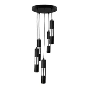 Image of Magnum Cluster Pendant Ceiling Light Black, Silver, 30cm, 5x GU10
