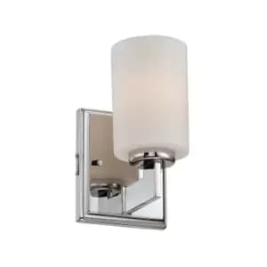 Image of IP44 Wall Light Single Compact Opaque Glass Shade Polished Chrome LED G9 3.5W