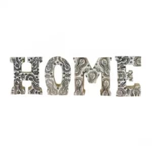 Image of Hand Carved Wooden White Flower Letters Home