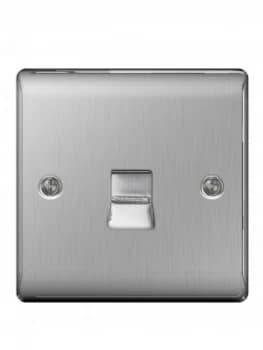 Image of British General Brushed Steel 1 Gang Telephone Socket Master Screw Type